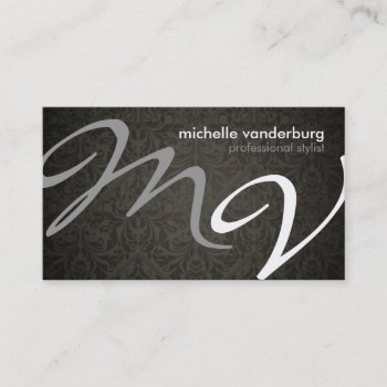 Elegant Damask Monogram Hair Stylist Appointment Card by eatlovepray at Zazzle