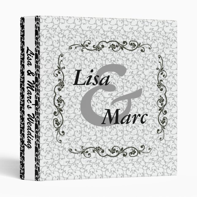 elegant damask monogram wedding binder (Front/Spine)