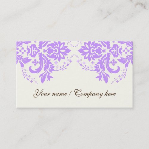 Elegant damask motif purple ivory business card template