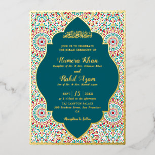 Elegant Damask Ornate Mihrab Muslim Wedding Foil Invitation