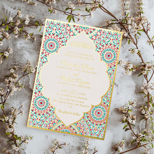 Elegant Damask Ornate Mihrab Muslim Wedding Foil Invitation