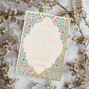 Elegant Damask Ornate Mihrab Muslim Wedding Foil Invitation