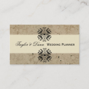 Elegant Damask Party Planner Business Card