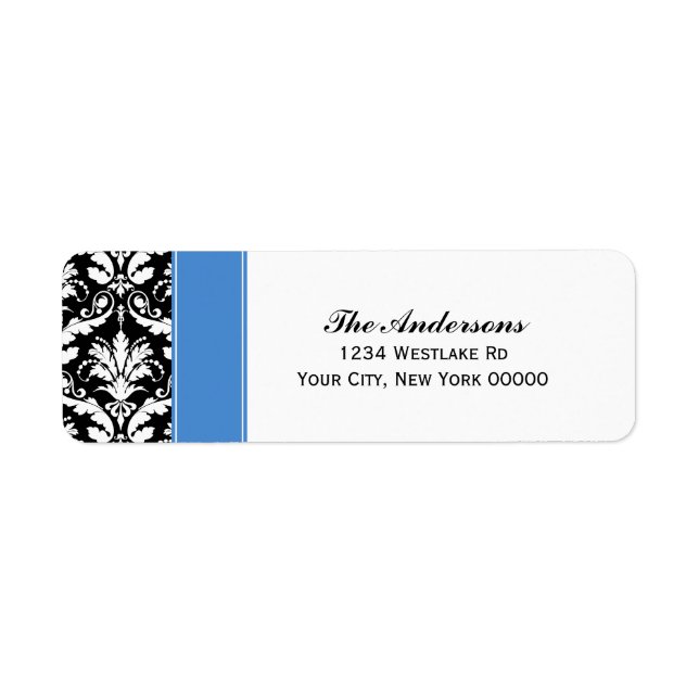 Elegant Damask Pattern Address Labels (Front)