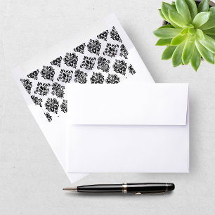 Elegant Damask Pattern Black White Baby Shower Envelope Liner