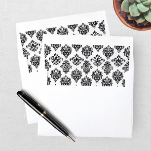 Elegant Damask Pattern Black White Baby Shower Envelope Liner