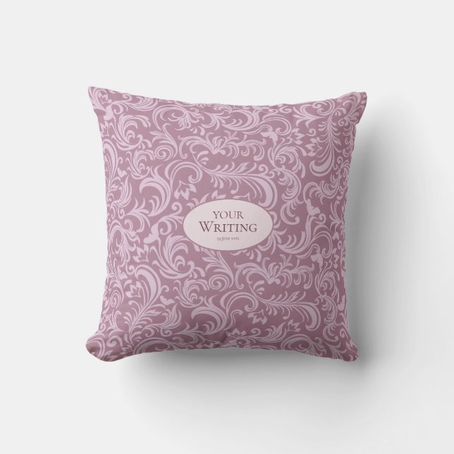 Elegant Damask Pattern Custom Wedding Throw Pillow (Front)