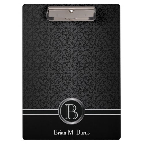 Elegant Damask Pattern  DIY Monogram Clipboard