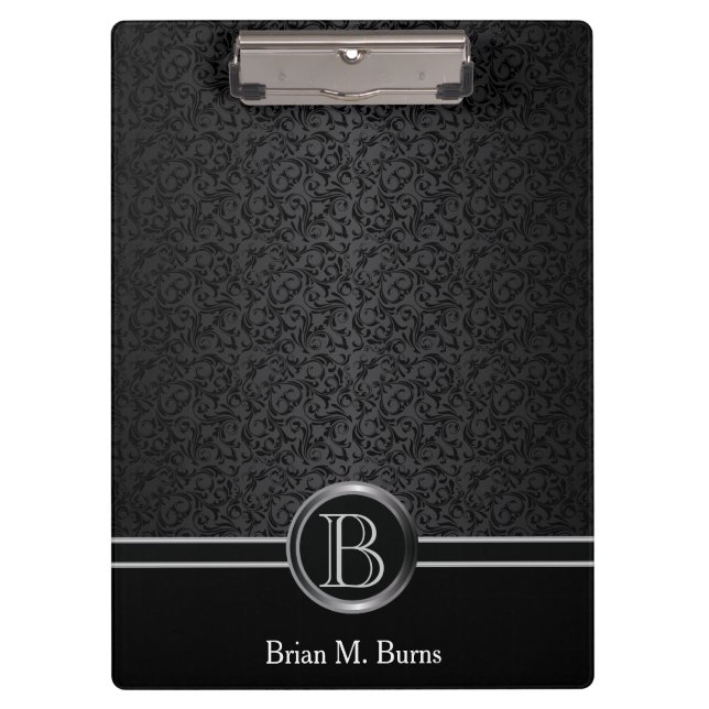 Elegant Damask Pattern | DIY Monogram Clipboard (Front)