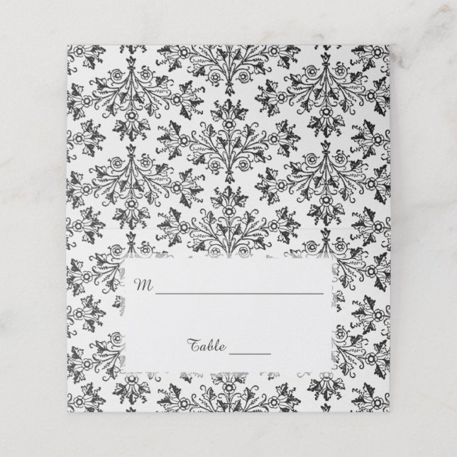 Elegant Damask Pattern Folded Table Cards (Outside Unfolded)