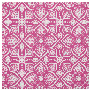 Elegant Damask Pattern   Pink And White Fabric