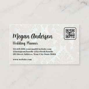 Elegant Damask Pattern QR Code Appointment Card