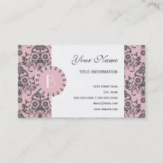 Elegant Damask Pattern with Monogram Business Card