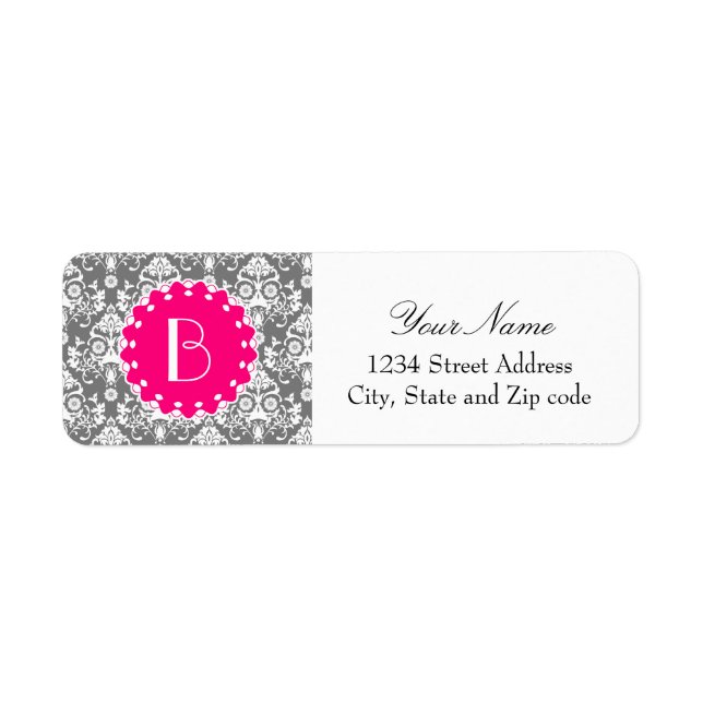 Elegant Damask Pattern with Monogram Label (Front)