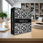 Elegant Damask Patterns with Black and White Binder<br><div class="desc">Add your name or monogram to this pretty design with flowers and leaves in a classic damask pattern.</div>