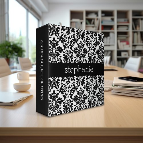 Elegant Damask Patterns with Black and White Binder