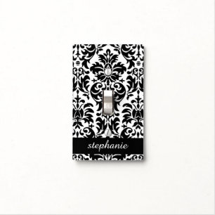 Elegant Damask Patterns with Black and White Light Switch Cover