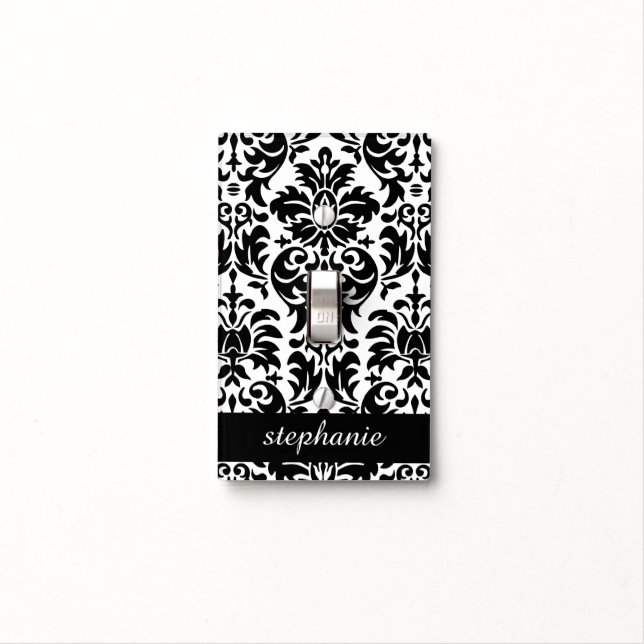 Elegant Damask Patterns with Black and White Light Switch Cover (In Situ)