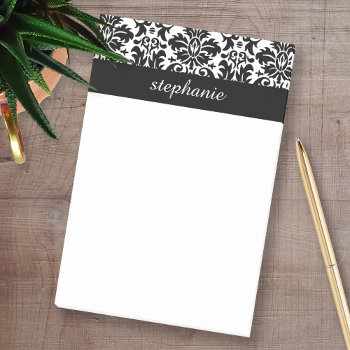 Elegant Damask Patterns With Black And White Post-it Notes by MarshBaby at Zazzle