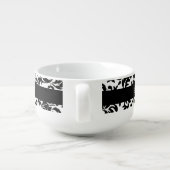 Elegant Damask Patterns with Black and White Soup Mug (Back)