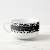 Elegant Damask Patterns with Black and White Soup Mug (Right)