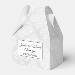 Elegant Damask Personalize Names Wedding Favor Boxes