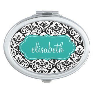 Elegant Damask Personalized Compact Mirror