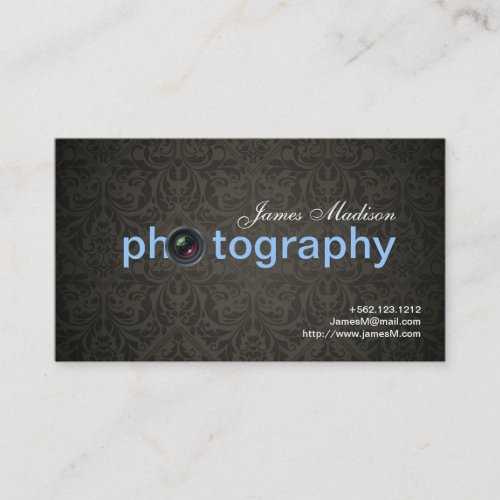Elegant Damask Photogrpahy Business cards with QR