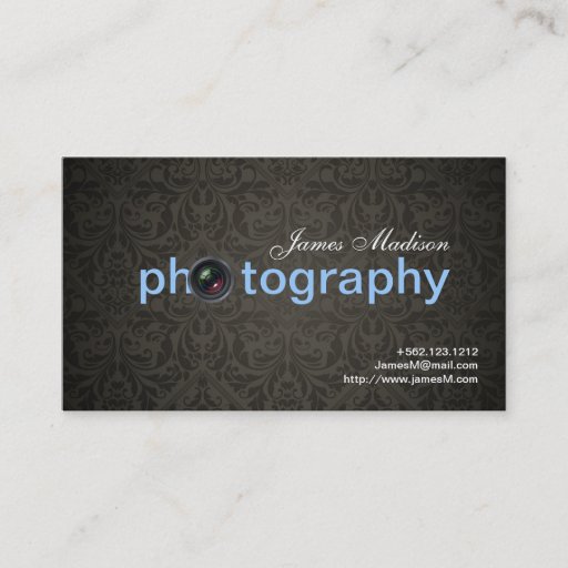 Customizable Elegant Damask Photogrpahy Business cards with QR
