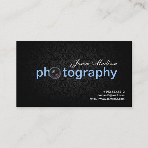 Elegant Damask Photogrpahy Business cards with QR