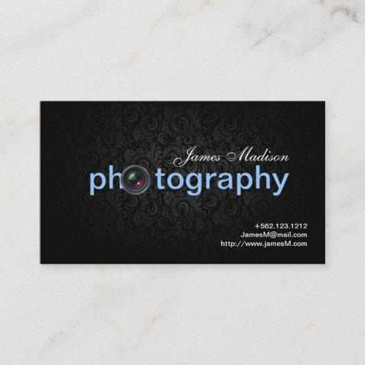 Customizable Elegant Damask Photogrpahy Business cards with QR