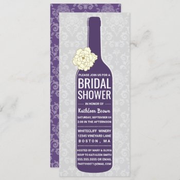 Elegant Damask Purple Gray | Wine Bridal Shower Invitation by 16girls at Zazzle