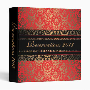 Elegant Damask Restaurant Hotel Reservations 3 Ring Binder