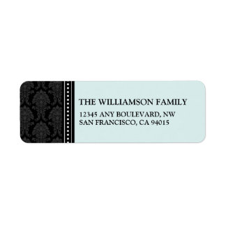 Elegant Damask Return Address Labels (black/blue)