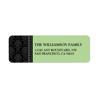 Elegant Damask Return Address Labels (black/sage)