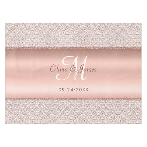 Elegant Damask Rose Gold Monogram Wedding