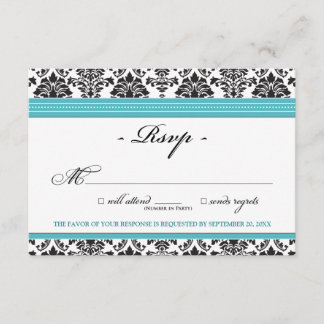 Elegant Damask RSVP Card (aqua)