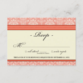 Elegant Damask RSVP Card (coral)
