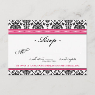Elegant Damask RSVP Card (fuchsia)