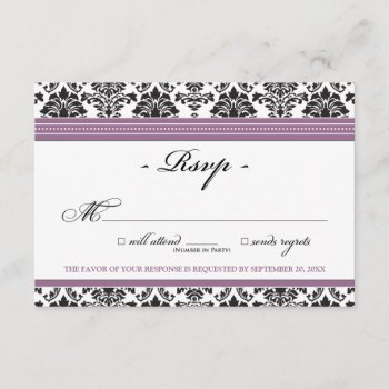 Elegant Damask Rsvp Card (lavender) by TheWeddingShoppe at Zazzle