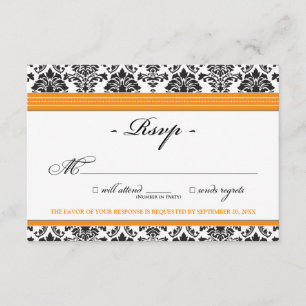 Elegant Damask RSVP Card (orange)