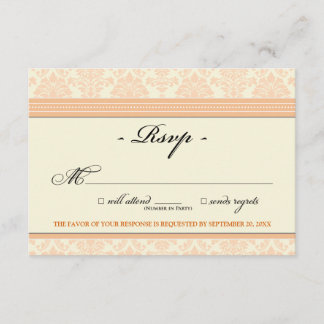 Elegant Damask RSVP Card (peach/cream)
