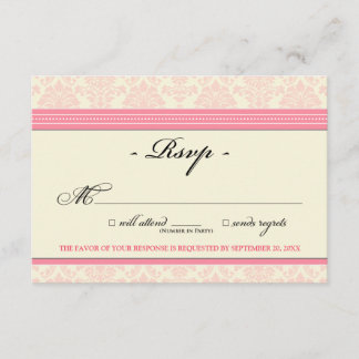 Elegant Damask RSVP Card (pink/cream)