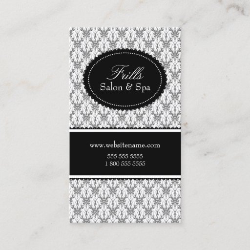 Customizable Elegant Damask Salon Business Cards