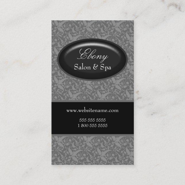 Elegant Damask Salon Gray Appointment Card (Front)