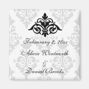 Elegant Damask Save the Date Magnet