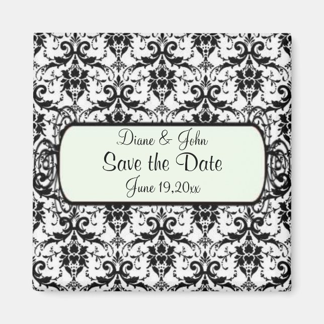 Elegant Damask Save The Date Magnet (Front)