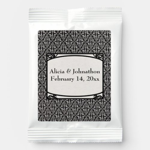 Elegant Damask Scrolled Design in Black and White Hot Chocolate Drink Mix