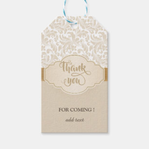 Elegant Damask Striped Thank You Gift Tags