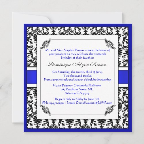 Elegant Damask Swirl Invite [Blue]